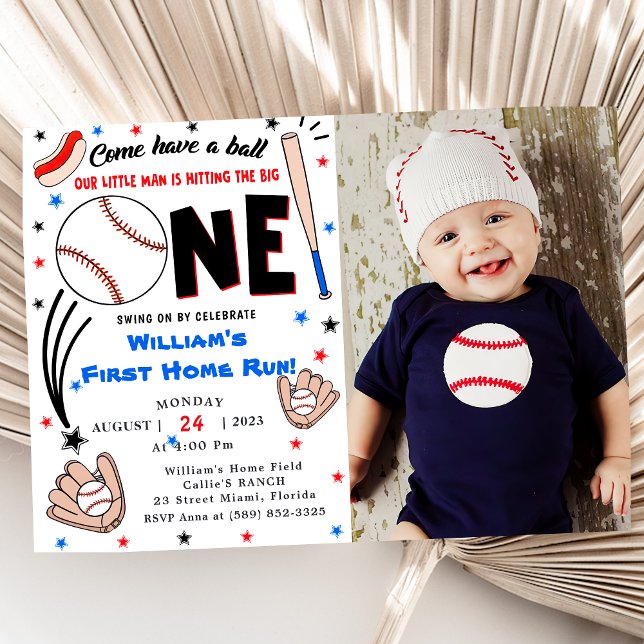 Invitación Béisbol Primera fiesta de cumpleaños de Home Run (Subido por el creador)