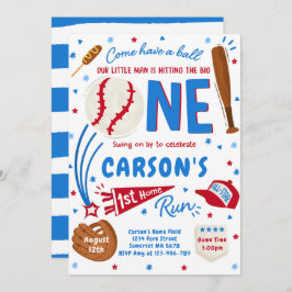 Invitación Béisbol Primera fiesta de cumpleaños de Home Run