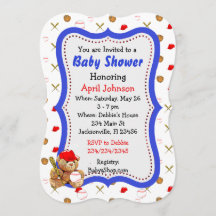 Béisbol Teddy Bear Baby Shower invita