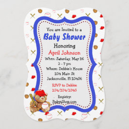 Invitación Béisbol Teddy Bear Baby Shower invita