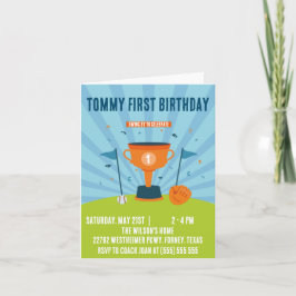 Invitación Béisbol Tema Deportivo de primer cumpleaños