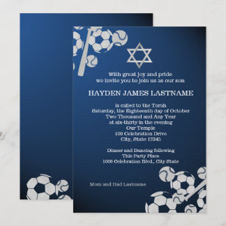 Invitación Béisbol y bar de fútbol Mitzvah