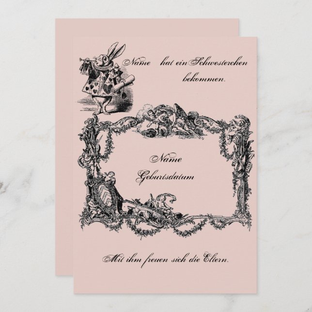 Invitación Bekanntgabe zur Geburt – Geburtskarte (Anverso / Reverso)