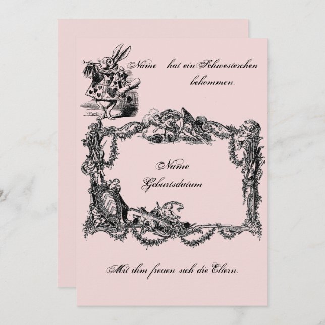 Invitación Bekanntgabe zur Geburt – Geburtskarte (Anverso / Reverso)