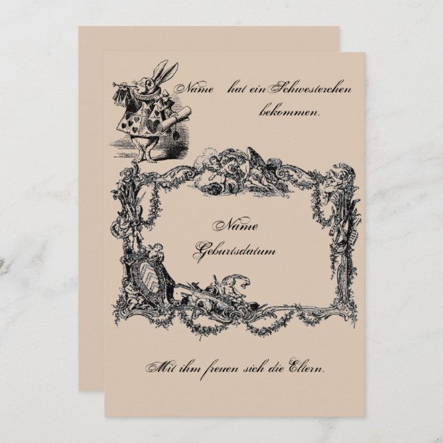 Invitación Bekanntgabe zur Geburt – Geburtskarte (Anverso / Reverso)