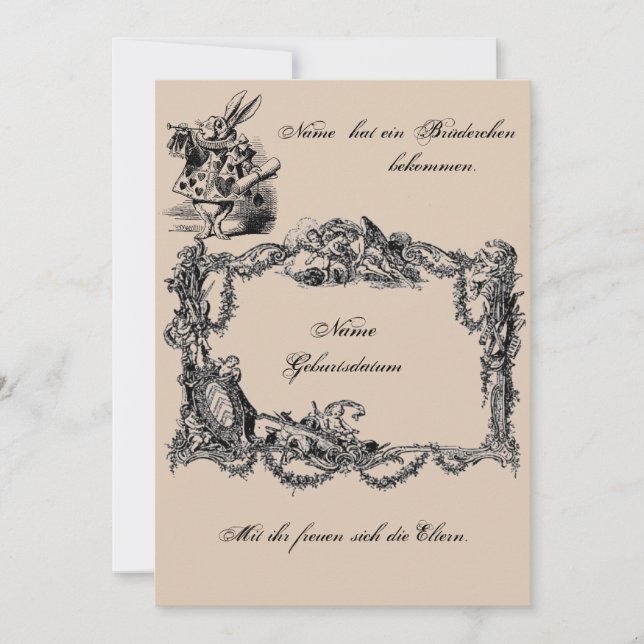 Invitación Bekanntgabe zur Geburt – Geburtskarte (Anverso)