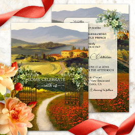 Invitación Bella Artes artístico Boda italiano toscano