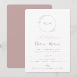 Invitación Bella Artes Monograma Partido de compromiso Rosa P