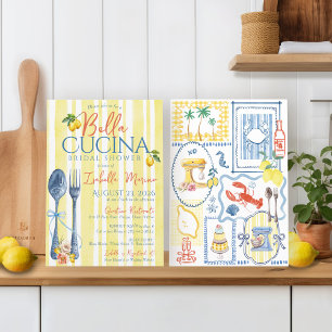 Invitación Bella azul limón italiano cucina ducha de novia