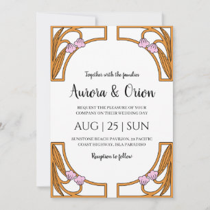 Invitación bella boda art nouveau floral vintage