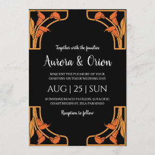 Invitación bella boda floral art nouveau vintage