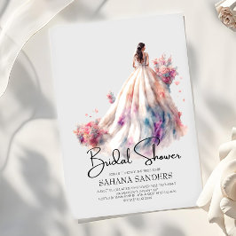 Invitación Bella Boda floral rosa Vestido de novia ducha