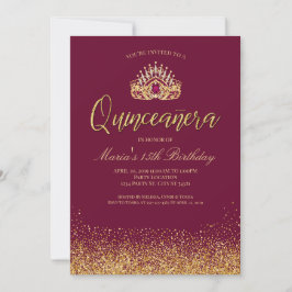 Invitación Bella Borgoña y la Quinceañera de oro