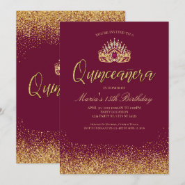 Invitación Bella Borgoña y la Quinceañera de oro