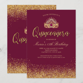 Invitación Bella Borgoña y la Quinceañera de oro