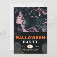 Bella diosa del cielo rosada Halloween negro