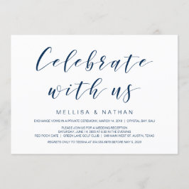 Invitación Bella Elegancia, Azul Marino, Huida de Boda