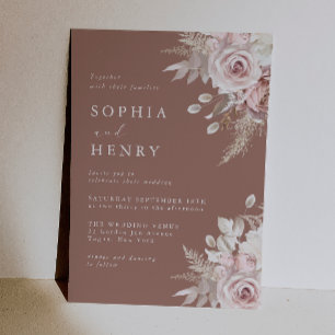 Invitación Bella Elegancia: Rosas Florales Rosadas Boda