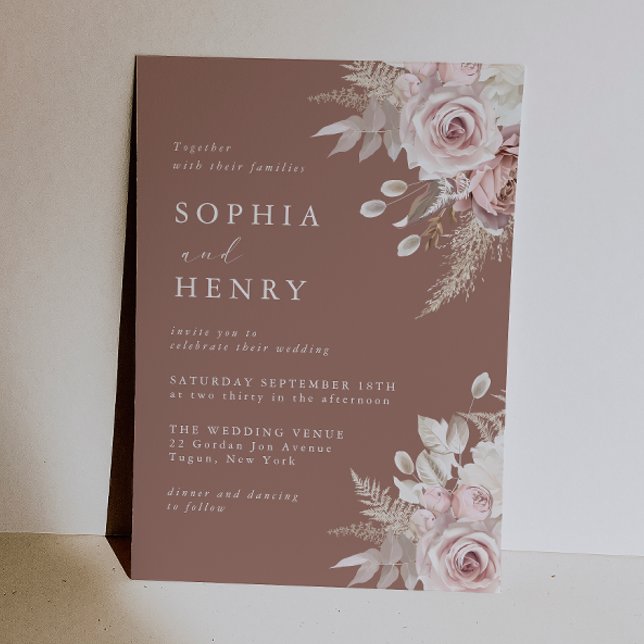 Invitación Bella Elegancia: Rosas Florales Rosadas Boda (Subido por el creador)