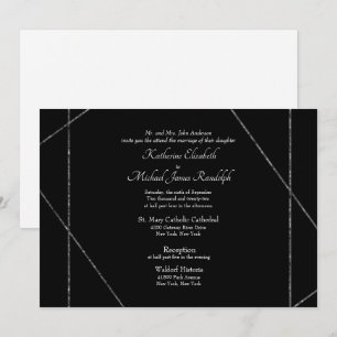 Invitación Bella Elegante Boda en Blanco y Negro II