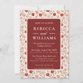 Invitación Bella Flor de Tulipán Mínimo Boda de Otoño