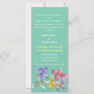 Invitación bella foto de flores de colores arte boda verde az