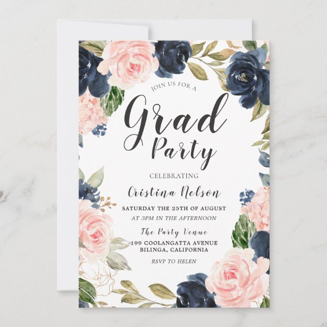 Invitación Bella graduación de Fiesta de Chicas de Rubor de l (Anverso)