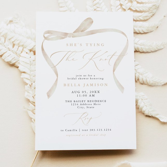 Invitación BELLA Ivory Bow ella está atando la ducha nupcial (Subido por el creador)