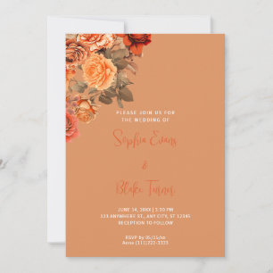 Invitación Bella Naranja Floral Bouquet Naranja Boda