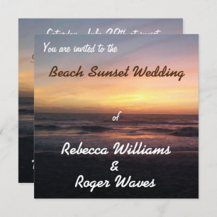 Invitación Bella playa Sunset Photo Square Boda