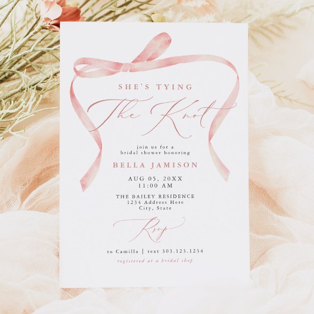 Invitación BELLA Rubor Bow está atando la ducha nupcial (Subido por el creador)