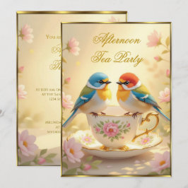 Invitación Bella Tarde Tea Fiesta Aves Coloridas