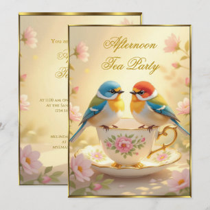 Invitación Bella Tarde Tea Fiesta Aves Coloridas