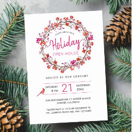 Invitación Bellas rojas en invierno Holiday Open House