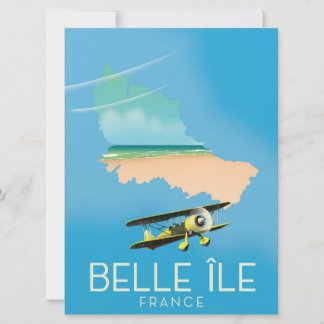 Invitación Belle Île, Francia estampado de afiches de viaje.