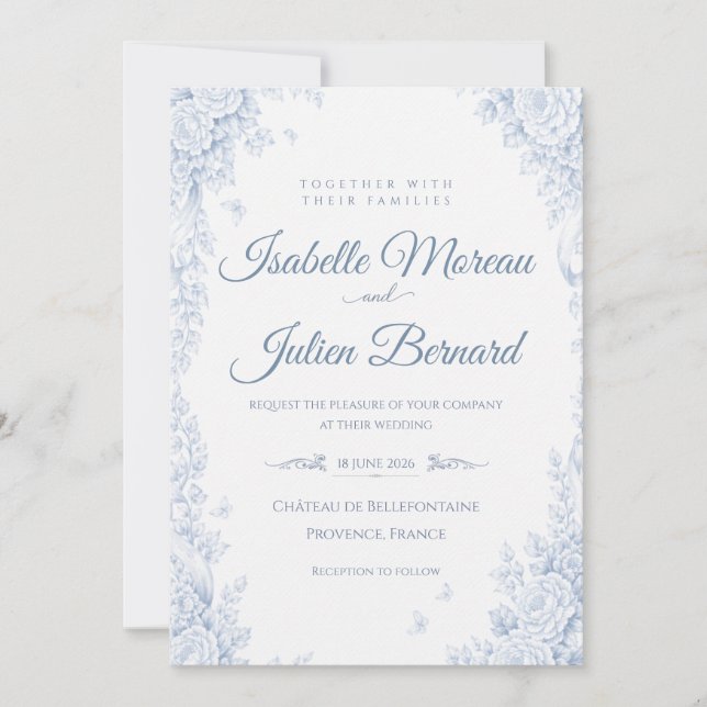 Invitación Bellefontaine – French Blue Wedding (Anverso)