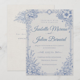 Invitación Bellefontaine – Lino Azul Francés para Boda