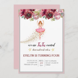Invitación Bellerina Dancer | Cumpleaños del ballet floral ro
