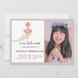 Invitación Bellerina Dancer | Cumpleaños del ballet floral ro