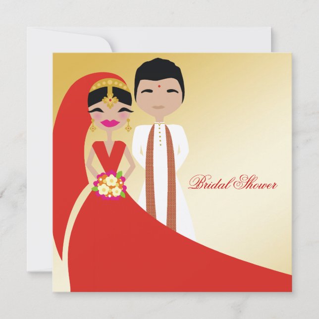 Invitación belleza 311-Indian con la ducha nupcial del novio (Anverso)