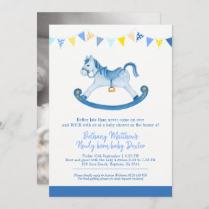 Invitación Belleza Bebé ducha jinete azul se encontró con beb