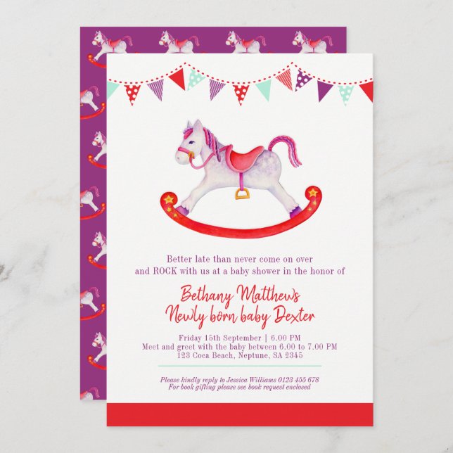 Invitación Belleza Bebé ducha mecedora se encontró con bebé r (Anverso / Reverso)