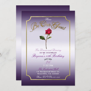 Invitación Belleza BirthdayParty de la púrpura y del rosa