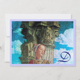 Invitación BELLEZA CLÁSICA MONOGRAM azul antiguo brillante