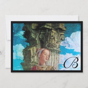 Invitación BELLEZA CLÁSICA MONOGRAM , negro azul brillante an