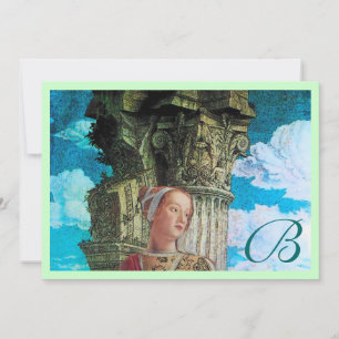 Invitación BELLEZA CLÁSICA MONOGRAM, verde azul claro