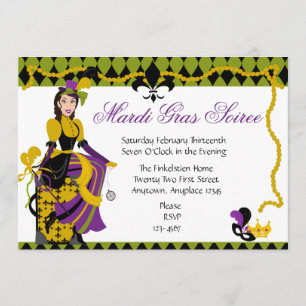 Invitación Belleza de Mardi Gras