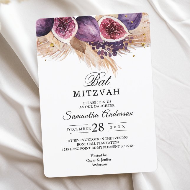 Invitación Belleza de moda Higos Púrpura y Pampas (Subido por el creador)