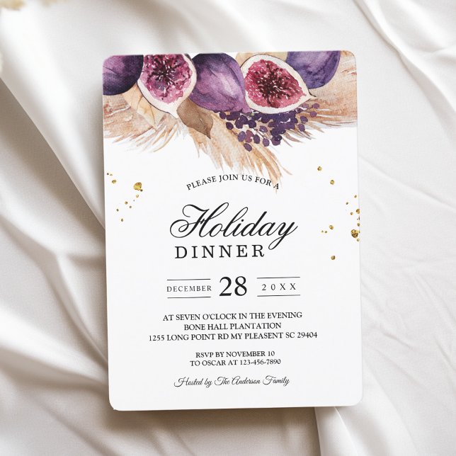 Invitación Belleza de moda Higos Púrpura y Pampas (Subido por el creador)