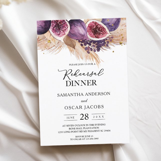 Invitación Belleza de moda Higos Púrpura y Pampas (Subido por el creador)